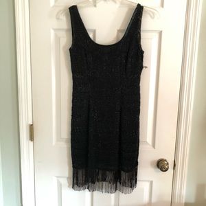 Beaded black fringe cocktail dress